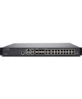 Enterprise Grade Network Firewall Appliance Boasting Rock Solid High Performance Architecture For Heavy Duty Threat Blocking And Battle Tested Cybersecurity Deployment Ready To Roll, front view with various ports.