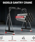 Heavy Duty Gantry Crane 6600 Lbs Capacity With Adjustable Height 8.53 To 12.47 Feet Steel I Beam Construction Portable Shop Hoist