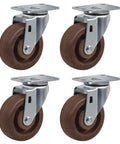 High-temp swivel caster wheels set of 4 for heavy-duty use