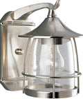 Outdoor Prairie Style Wall Light Nickel Finish, 6 3/8 Inch Wide By 9 1/8 Inch Tall, Weatherproof Porch Patio Fixture, front view