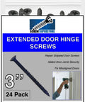 No Sweat Door Fix Heavy Hitter Black Phillips Wood Screws Extra Long Three Inch Flat Head Replacement Fasteners for Sagging Hinges 24 Pack