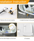 Universal Front Mount Toilet Tank Lever Replacement Kit With Brass Handle Chrome Finish installation steps