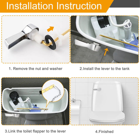 Universal Front Mount Toilet Tank Lever Replacement Kit With Brass Handle Chrome Finish installation steps