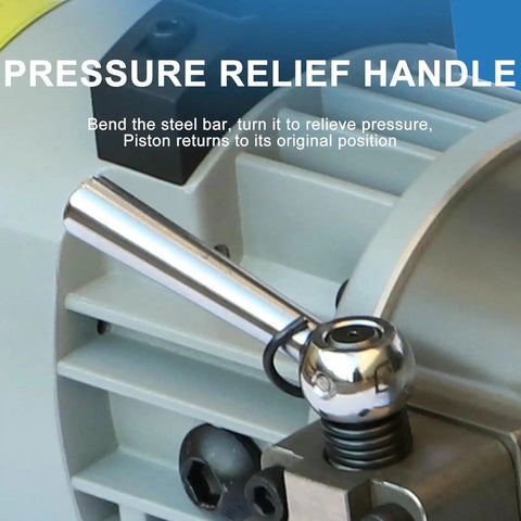 Close-up of pressure relief handle on Powerful 1800W Electric Hydraulic Rebar Bender for easy operation in construction.