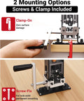 Drill Powered Wire Stripper Machine With No Fuss Manual Crank Option, 0.06 To 1 Inch Wire Stripping Range, mounted using clamp and screws.