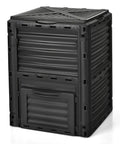 80 Gallon Outdoor Compost Bin with top lid and bottom door aerating design, weatherproof PP plastic backyard waste container.