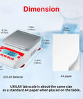 Crazy Precise Lab Scale 3200g Capacity With 0.01g Readability Electronic Analytical Balance Digital Scale beside A4 paper