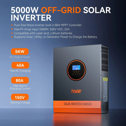 Beast 5000W Solar Inverter 48V To 120V Pure Sine Wave With Built-In 80A MPPT Controller Max PV Input 5500W 500V 22A Off Grid Ready