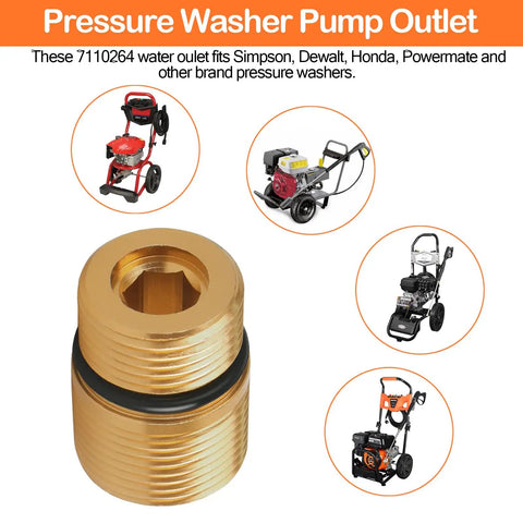 M20 To M22 Water Outlet Fitting For Pressure Washers - 7110264 Replacement, Drop In Fit For Most Horizontal Pumps, 2 Pack