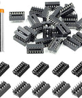 14 Pin DIP IC Socket Dual Row With Tin Plated Contacts Black Thermoplastic Body Easy To Install For Electronics Projects