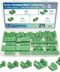 28 Sets Screw Terminal Block Connector Assortment Kit With 5.08mm Pitch Pro Grade Quality Includes 2 Pin 3 Pin 4 Pin 5 Pin Connectors For 24 To 12 AWG Cable On PCB OLA007