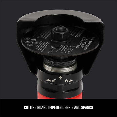 Close-up of 3-In Cutoff Tool With Reversible Cutting Wheel, High Speed RPM, Lightweight And Compact, Safety Guard detail