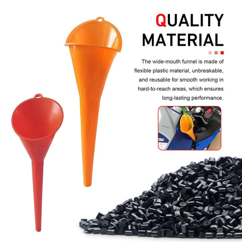 Long Neck Oil Funnel Set Two Sizes Hand Free Filler Funnel Wide Mouth Spill Saver For Car And Motorcycle