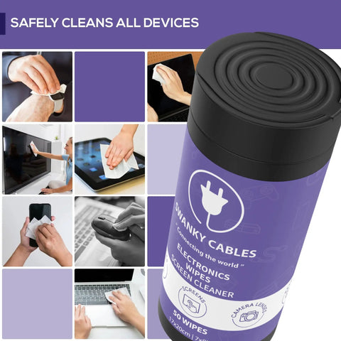 Screen Cleaner Wipes For Screens And Lenses Safe Gentle Electronic Wipes For Phone TV Computer Monitor With Microfiber Cloth Canister