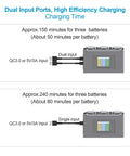 Two Way Battery Charger Hub For Mini 4K Mini 2 Mini 2 SE Mini SE That Charges Three Batteries In Sequence And Doubles As A Portable Power Bank And Handy Storage Case with dual and single input ports.