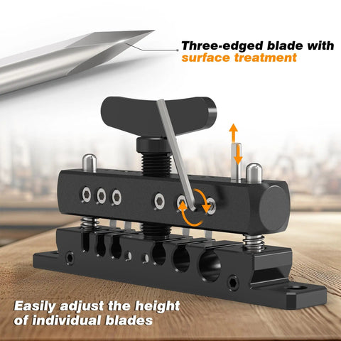 Adjustable and portable wire stripper machine with three-edged blade and easy blade depth adjustment for 3.3-9mm wires.