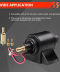 12V Electric Fuel Pump For Cars, Trucks, Boats And Generators, Delivers 2 To 3.5 PSI And 28 GPH Flow, Three Eighth Inch Inlet And Outlet