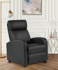 Leather Black Recliner Sofa Massage Chair With Home Theater Vibes featuring padded backrest and lumbar support, in living room setting