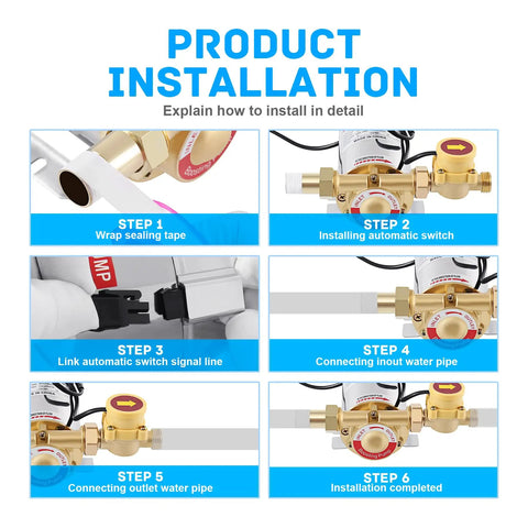 Step-by-step installation guide for Boss Level Home Water Pressure Booster Pump 110V 90W 243GPH 15 PSI With Auto Flow Switch