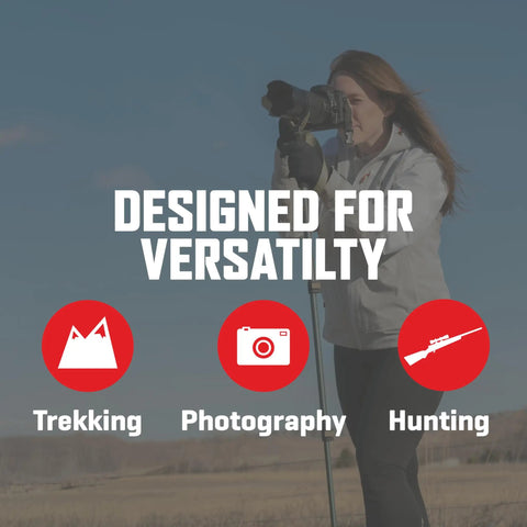 Person using Lightweight Monopod Shooting Stick With Removable Cradle And Padded Grip 22 To 61 Inch Adjustable Aluminum Rifle Rest