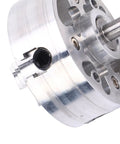 Close-up of 4 Jaw Lathe Chuck Set For Mini Lathe Alloy Steel Self Centering Wood Turning Chuck With Connecting Rod Wrench Heavy Duty