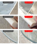 Diamond Hand Polishing Pads Set 60 100 200 400 Grit For Tile Stone Marble Glass Soft Grinding Pads For Edge Trimming Surface Shining Wet Or Dry Use Ideal For DIY And Professional Polishing showing before and after results on edges of materials.