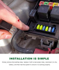 Solid Under The Hood Fuel Pump Relay 2 Pack 12 Volt 5 Pin Multi Purpose Auto Switch being installed into a fuse box.