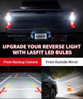 Ultra Bright 921 912 LED Back Up Light Bulbs, 3000Lm Per Set installed on truck, showcasing bright illumination with CANBUS error free feature.