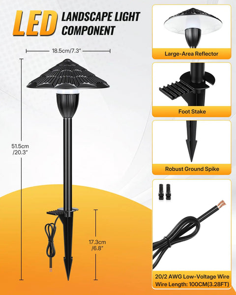 All In One LED Low Voltage Landscape Lighting Kit With Eight Pathway Lights And Transformer One Hundred Foot Wire And Connectors
