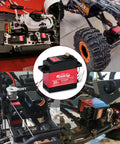 2-Pack 20KG High Torque RC Servo With Full Metal Gear Waterproof Housing installed in RC cars, showcasing precise rotation and durability