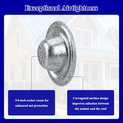 Heavy Duty Metal Roof Screw Caps 100 Pack Galvalume with socket recess for enhanced protection and roof seal adhesion.