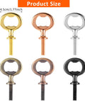 12-piece metal bottle opener inserts with threaded bolts in gold, rose gold, silver, brass, copper, and black finishes.
