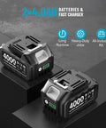 Dual 21V 4000mAh batteries for 1/2 Inch Drive Cordless Impact Wrench Kit With 1200 Nm Torque Beasts Power For Lug Nuts Cars Tires