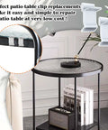 16 Pack Table Rim Clips For Glass And Acrylic Tabletops Nylon White Clips securing a tabletop on a patio table