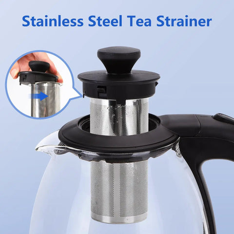 Electric Kettle With Tea Infuser 1L No Fuss Quick Boil Keep Warm LED Indicator Light Auto Shut Off Boil Dry Protection