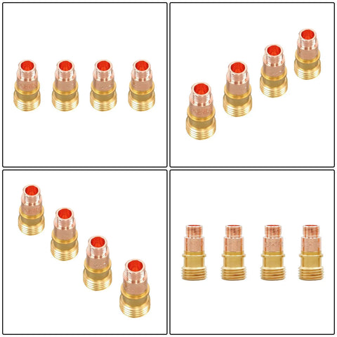 90 Piece TIG Welding Torch Repair Kit With Stubby Gas Lens And Alumina Nozzles Glass Cups for WP17 WP18 WP26, copper and brass fittings