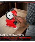 Heavy-Duty Cordless Bench Grinder With Dual Wheels For Metal Polishing And Sharpening High Speed 5500Rpm Electric Tool For DIY Projects being used for sharpening.