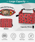 Cowboy Themed Lunch Bag For Women And Men, large red insulated tote with wide opening and 10-can capacity, leakproof design