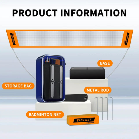 Portable Badminton Net Set With Adjustable 8.9 Ft Height Foldable Outdoor Indoor Net System components with storage bag