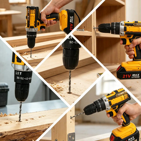 Rugged 21V Cordless Drill Kit Featuring Rechargeable Batteries And Quick Release Keyless Chuck for furniture assembly and repairs.