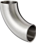 Stainless Steel 316L Sanitary Fitting 90 Degree Weld Short Elbow For 1 Inch Tube OD with polished weld ends, front view