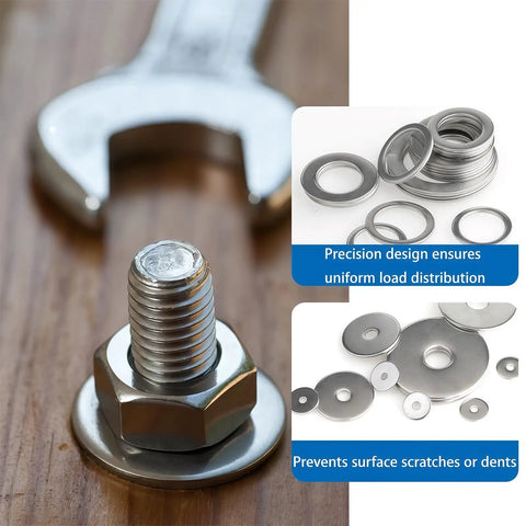 260 Piece Stainless Steel Flat Washer Set With Fender Washers M3 To M20 0.5mm Thick Assortment Gaskets For Bolts And Screws Industrial DIY Kit For Home Workshop And General Hardware Projects, washers on bolt