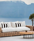 Outdoor Indoor Lumbar Pillows Pack Of 2 Cushions For Patio And Home Sofa Use Water Repellent Fluffy All Weather Cushions 12x20 Inch Cabana Black Chill Patio Vibe Cozy Backyard Decor on wicker sofa