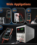 Compact Digital Multimeter Tester With 5 Inch Touch Screen Auto Ranging TRMS 6000 Counts displayed in various measurement scenarios