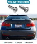 Rear view of car with Dope Carbon Fiber Look License Plate Frames 2 Pack Matte Black Aluminum Car Tag Holder With Mount Screws