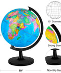 10 Inch DIY World Globe For Kids Learning Hands On Assembly Educational Rotating Globe Large World Map For Classroom Geography Teaching Desk Decor And Office Decoration with strong stand and non-slip base