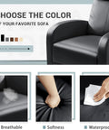 Comfy Leather Recliner Chair With Lumbar Support For Home Theater And Living Room, black sofa armchair detail, PU leather texture