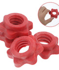 Red Plastic Barbell Self Locking Nuts 4 Pack Clasp Design Dumbbell Locking Nuts for home gym easy to install and remove quick release