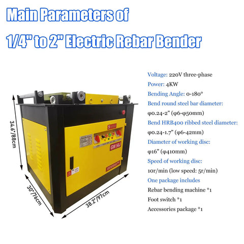 Badass Heavy Duty Electric Rebar Bender Automatic Hoop Bending Machine Built Tank Tough For Quarter To Two Inch Round Steel Bars on display.