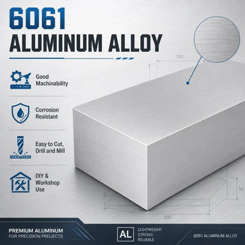 Beefy 6061 Aluminum Block 2 Inch Thick by 4 Inch Wide by 8 Inch Long Pro Grade Flat Bar Stock for CNC Milling Lathe Work Machining Drilling DIY Projects and Industrial Use, 6061 aluminum alloy block